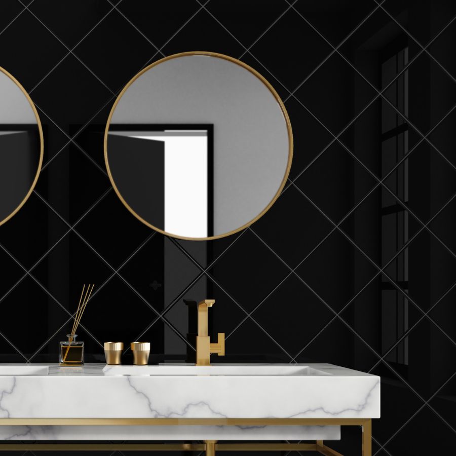 Carrelage Mural Lisse 15x15 | Noir 150 Brillant