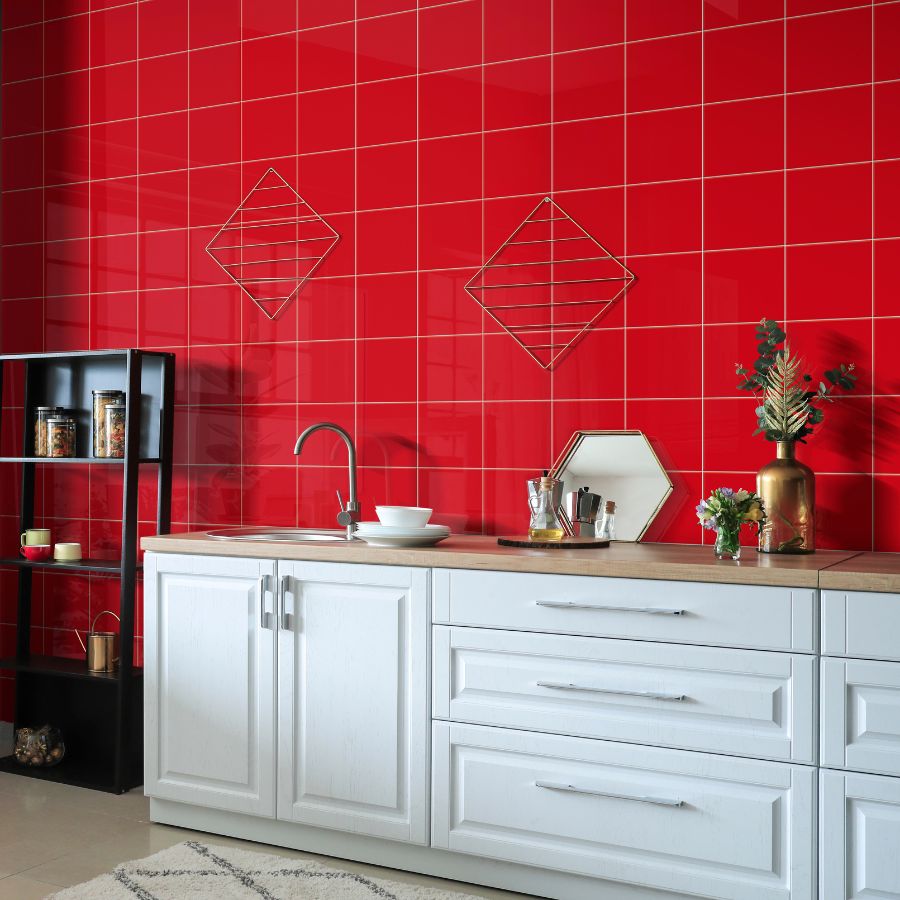 Carrelage Mural Lisse 20x20 | Rouge 180 Brillant