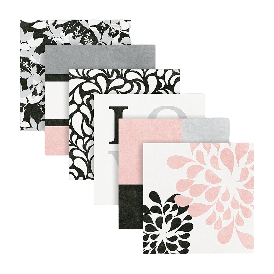 Love Wall Tile 20x20 | Black Design MIX Matt