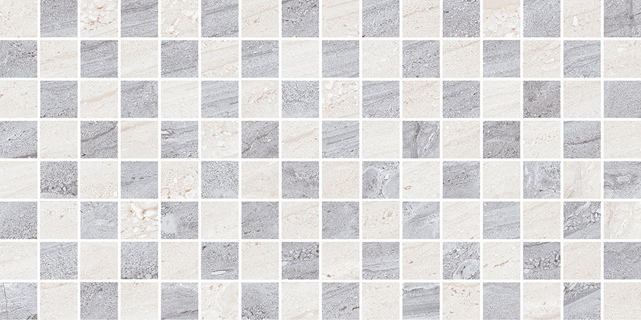 Carrelage Mural Travertino 20x40 | Gris Décor 2 MIX Brillant