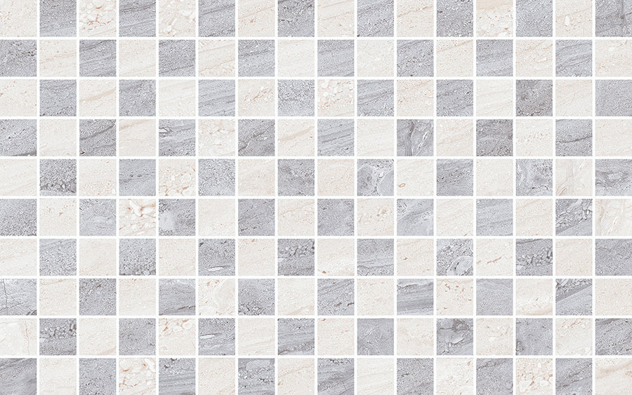 Carrelage Mural Travertino 25x40 | Gris Décor 2 MIX Brillant
