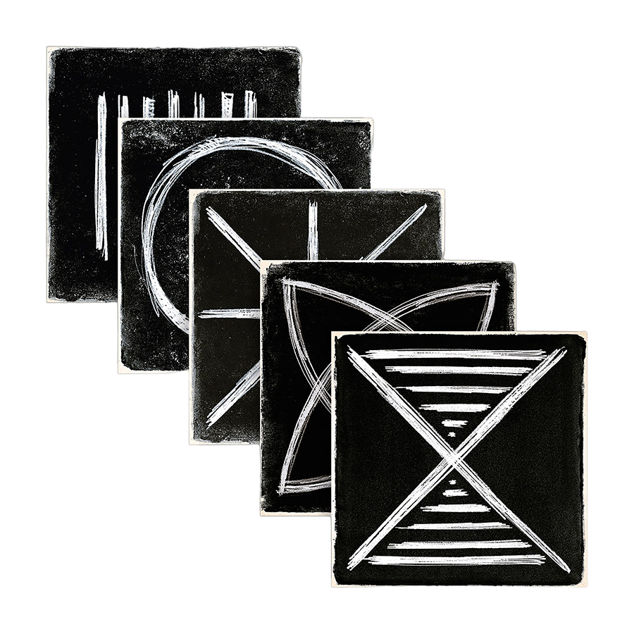Inca Wall Tile 15x15 | Black Design MIX Matt