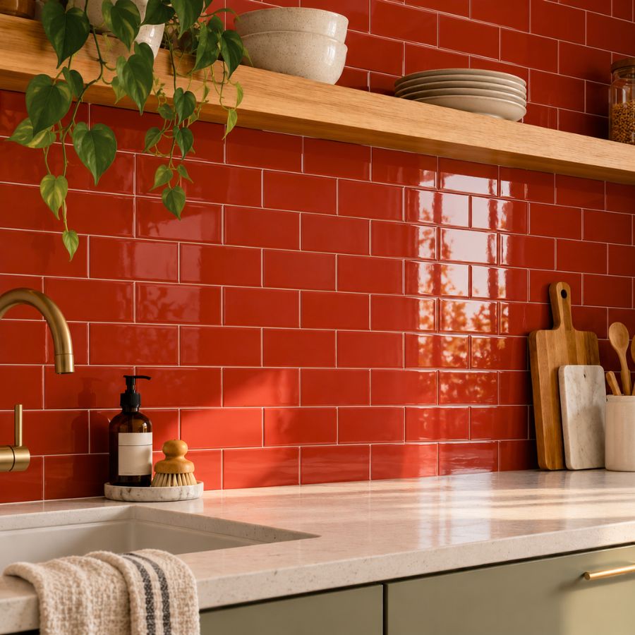 Azulejo Liso 7,5x15 | Vermelho 180 Brilhante