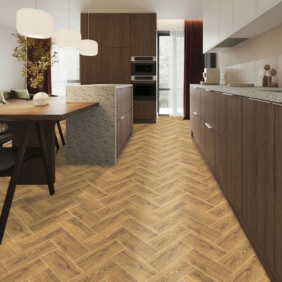 Alfena Floor Tile 19x48 | MIX Brown Matt