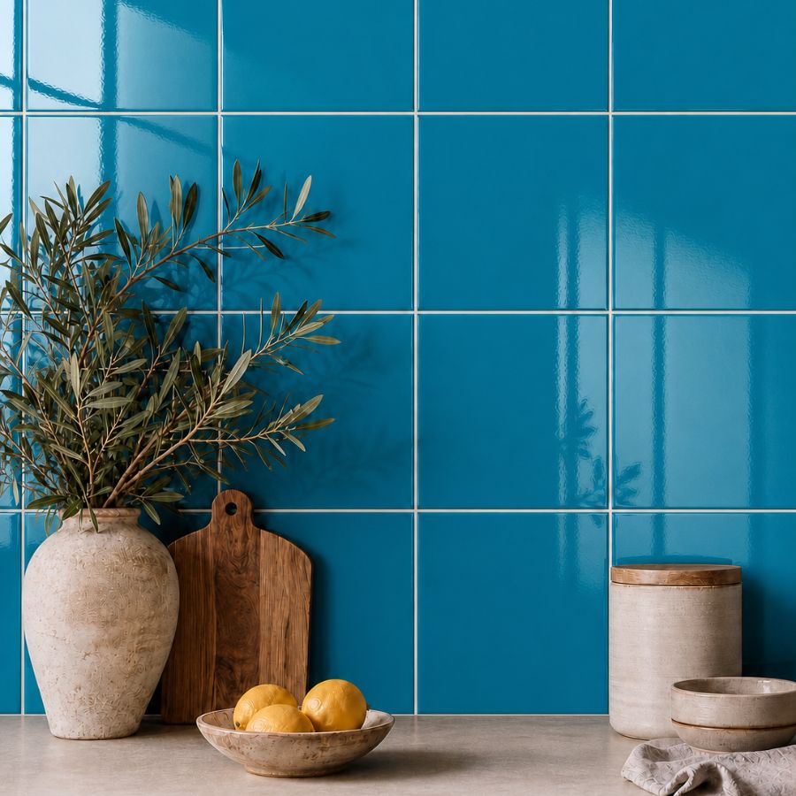 Carrelage Mural Lisse 20x20 | Bleu 350 Brillant