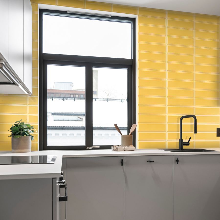 Carrelage Mural Biseauté M10x30 | Moutarde 920 Brillant