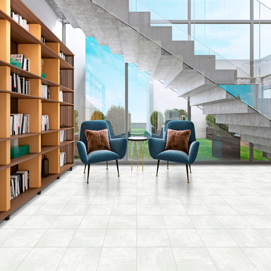 Cimento Floor Tile 33,5x33,5 | White MIX Matt