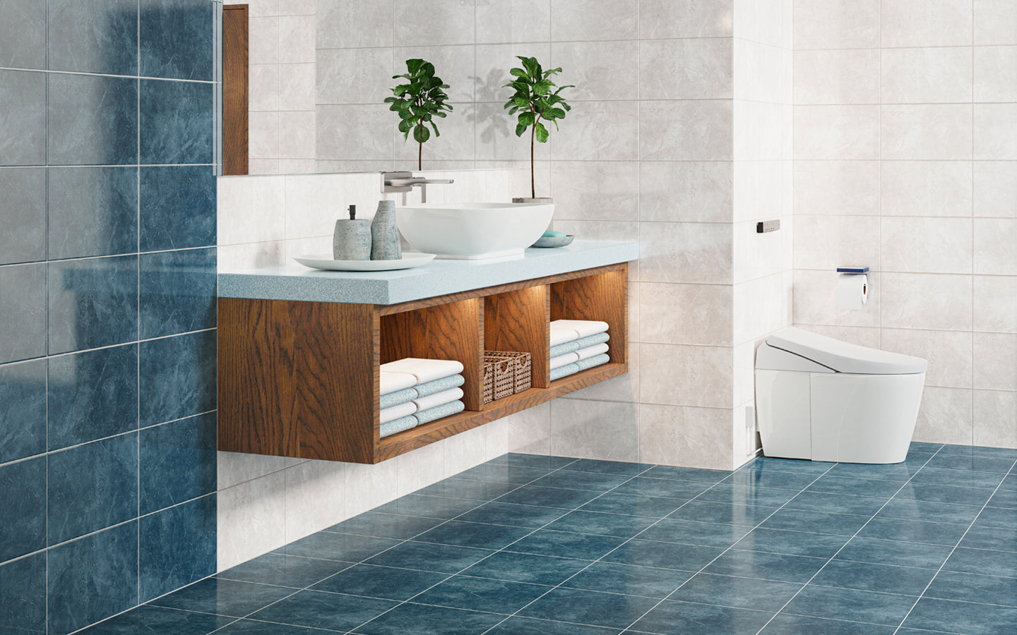 Génova Wall Tile 25x40 | Blue MIX Glossy