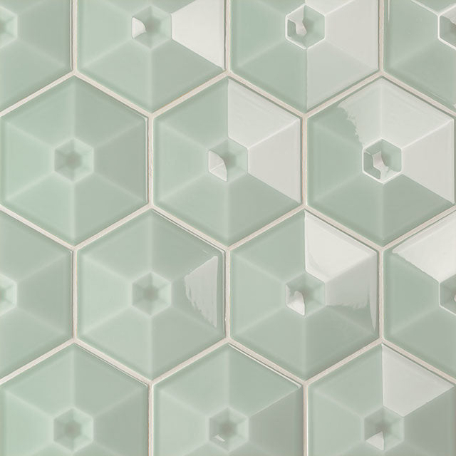 Azulejos de aspeto artesanal em cerâmica da Ceragni - coleção Hexágono