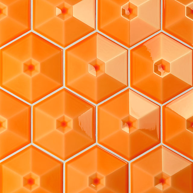 Azulejos de aspeto artesanal em cerâmica da Ceragni - coleção Hexágono