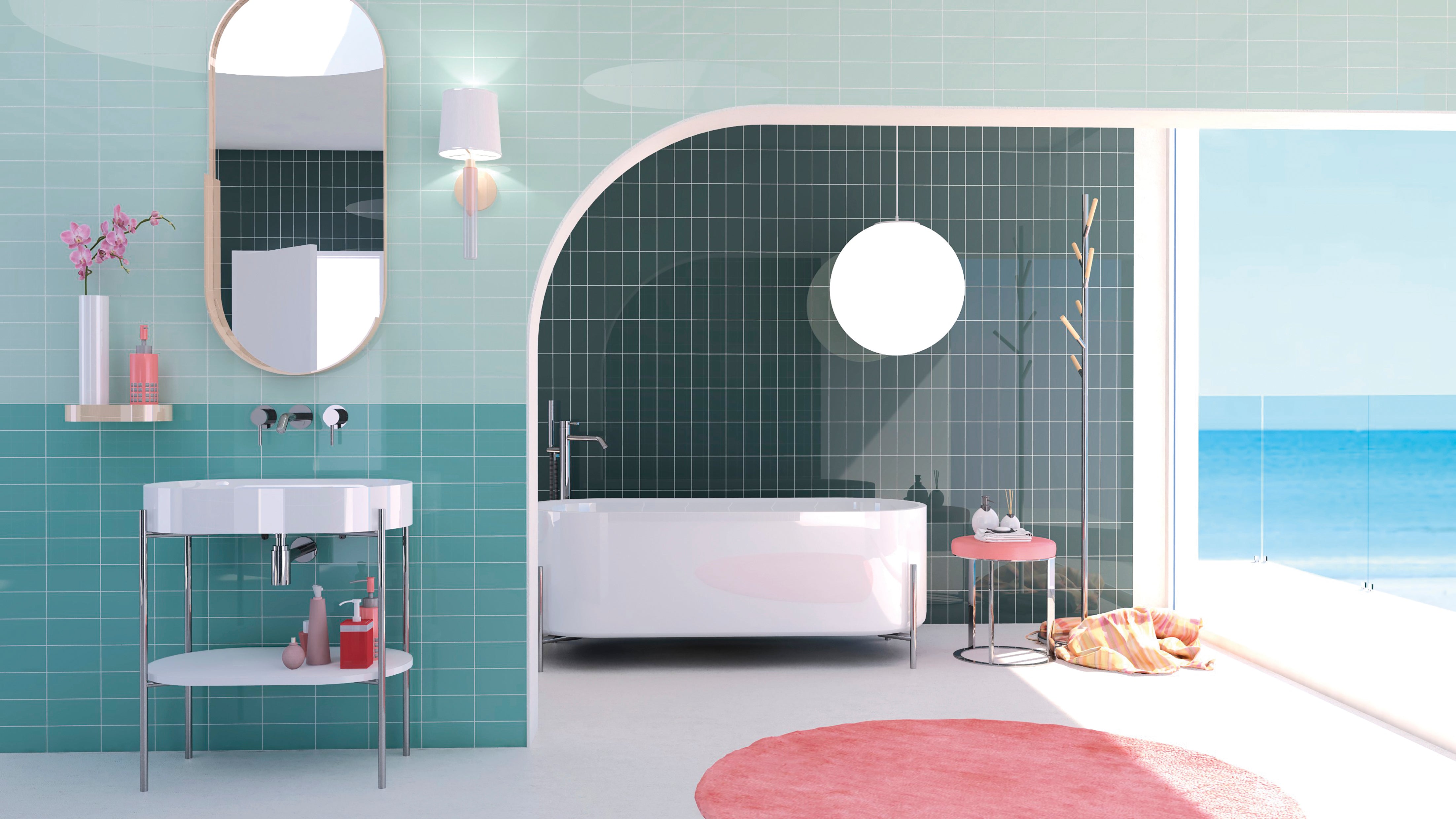 Plain Wall Tile 7,5x15 | Blue Greenish 1750 Glossy