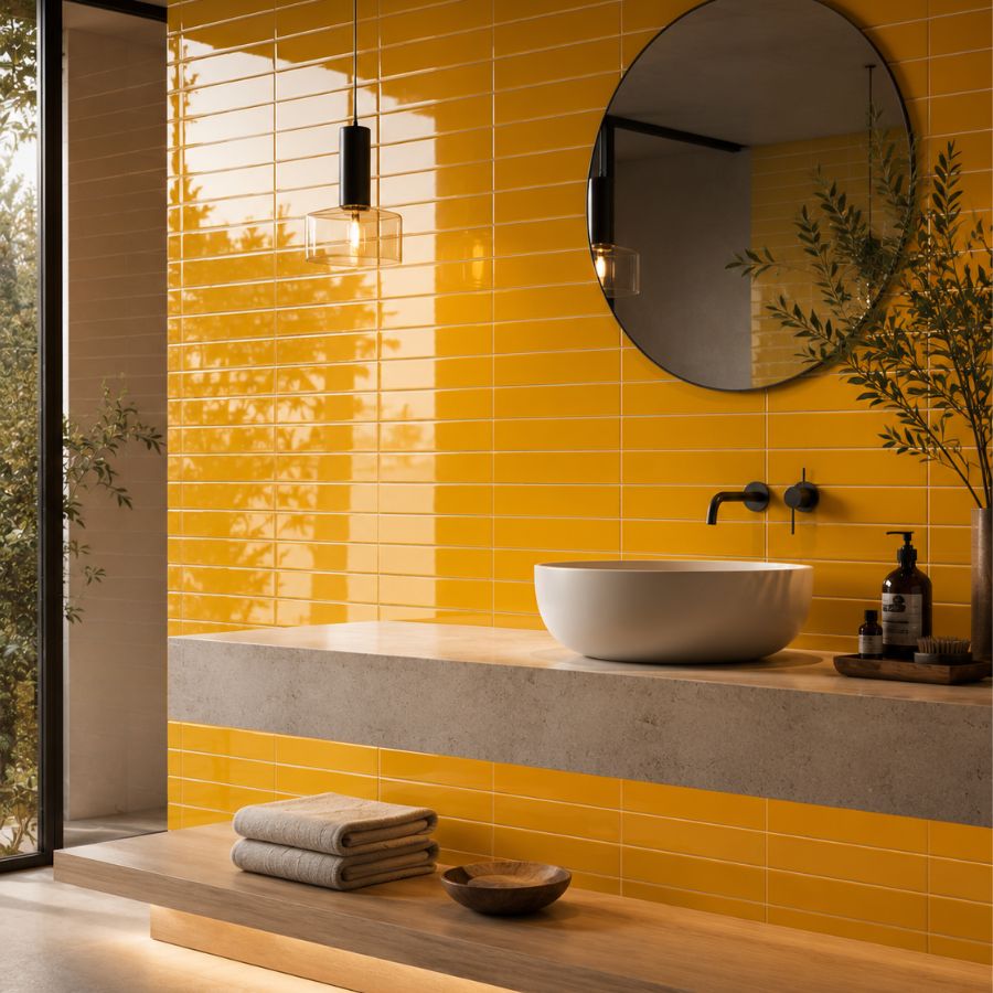 Azulejo Liso M7,5x30 | Amarelo Pôr-do-sol 3440 Brilhante