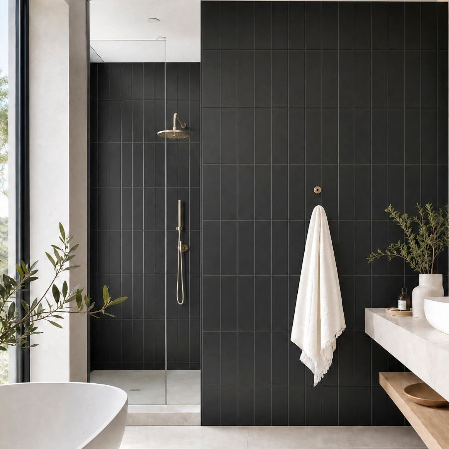 Plain Wall Tile M10x30 | Black 151 Matt
