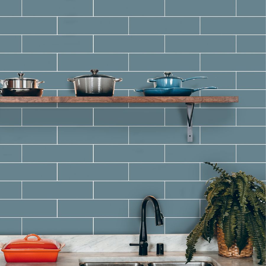 Plain Wall Tile M10x40 | Blue 3331 Matt