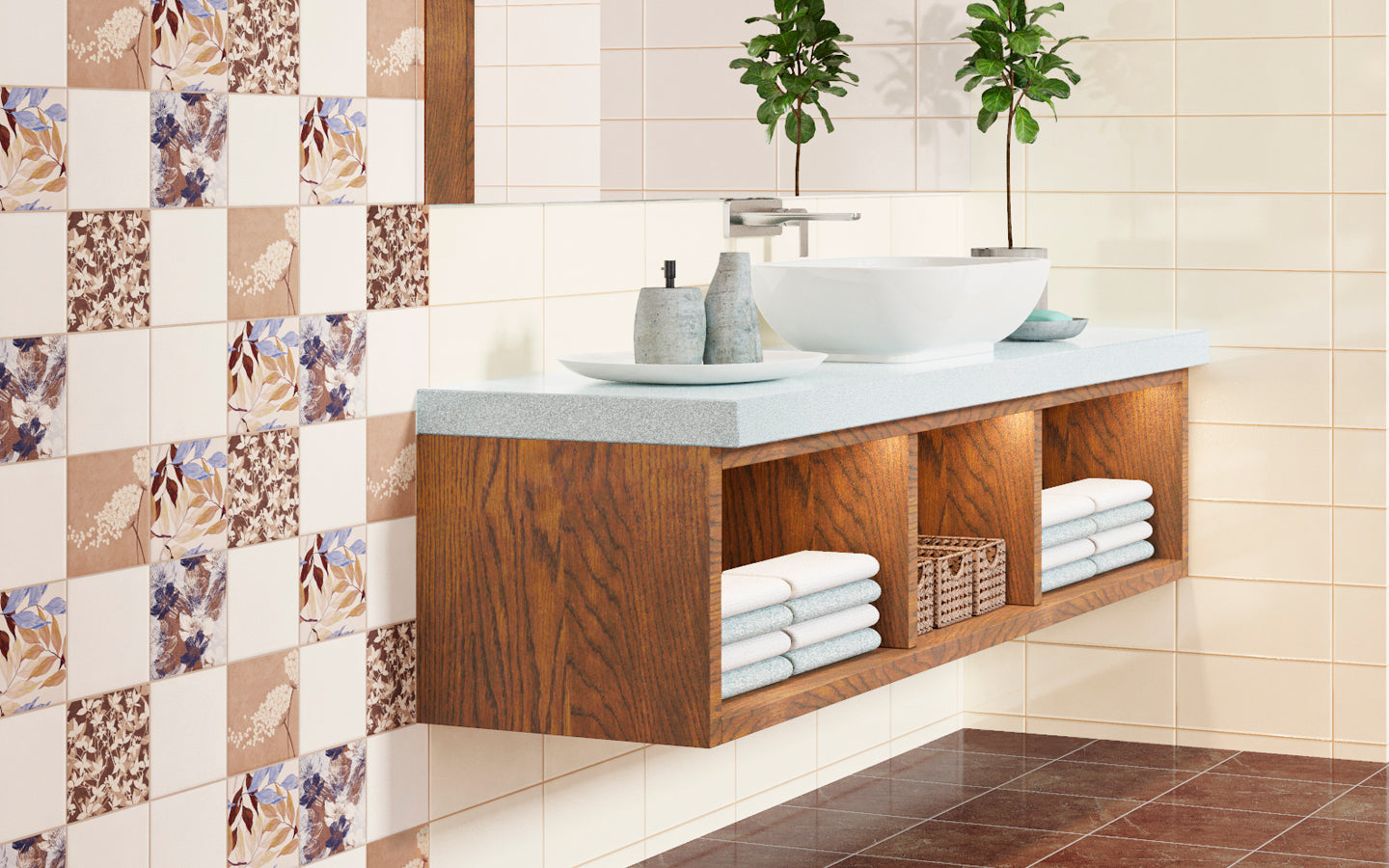 Memories Wall Tile 15x15 | Beige Base Matt