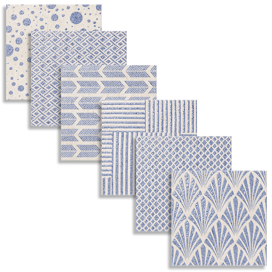 Palma Wall Tile 15x15 | Design Blue MIX Glossy over Matt