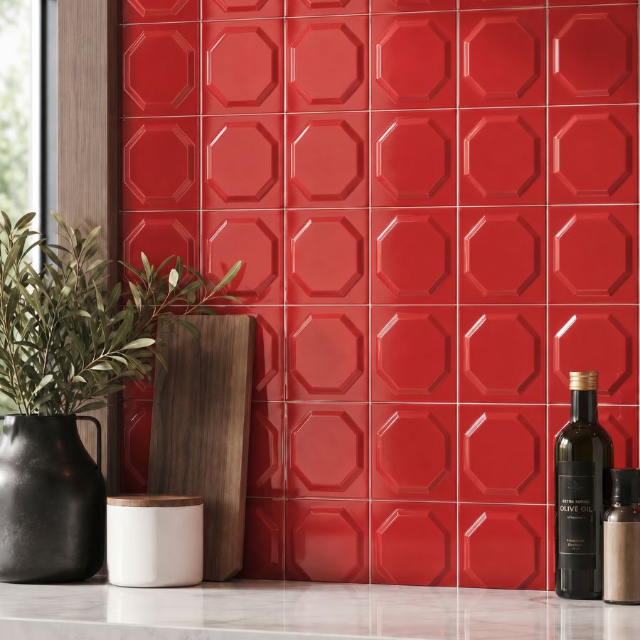 Azulejo Octagon 15x15 | Vermelho 180 Brilhante