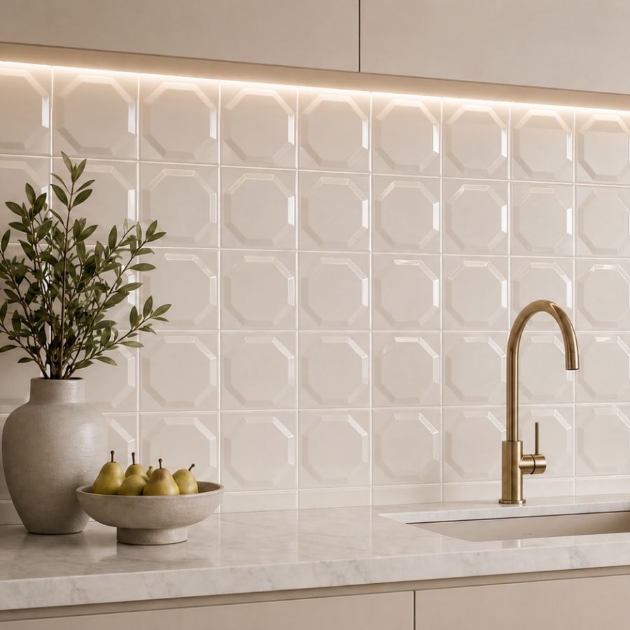 Octagon Wall Tile 15x15 | Beige 550 Glossy