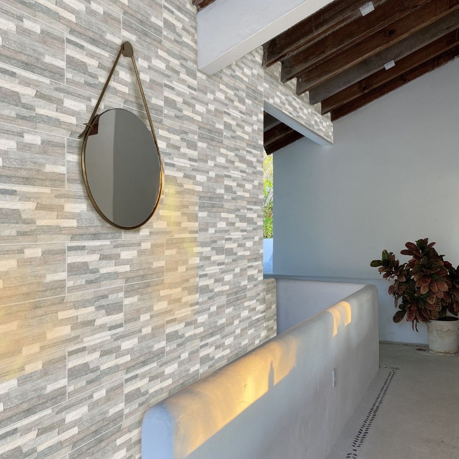 Peralta Wall Tile 19x48 | Grey MIX Matt