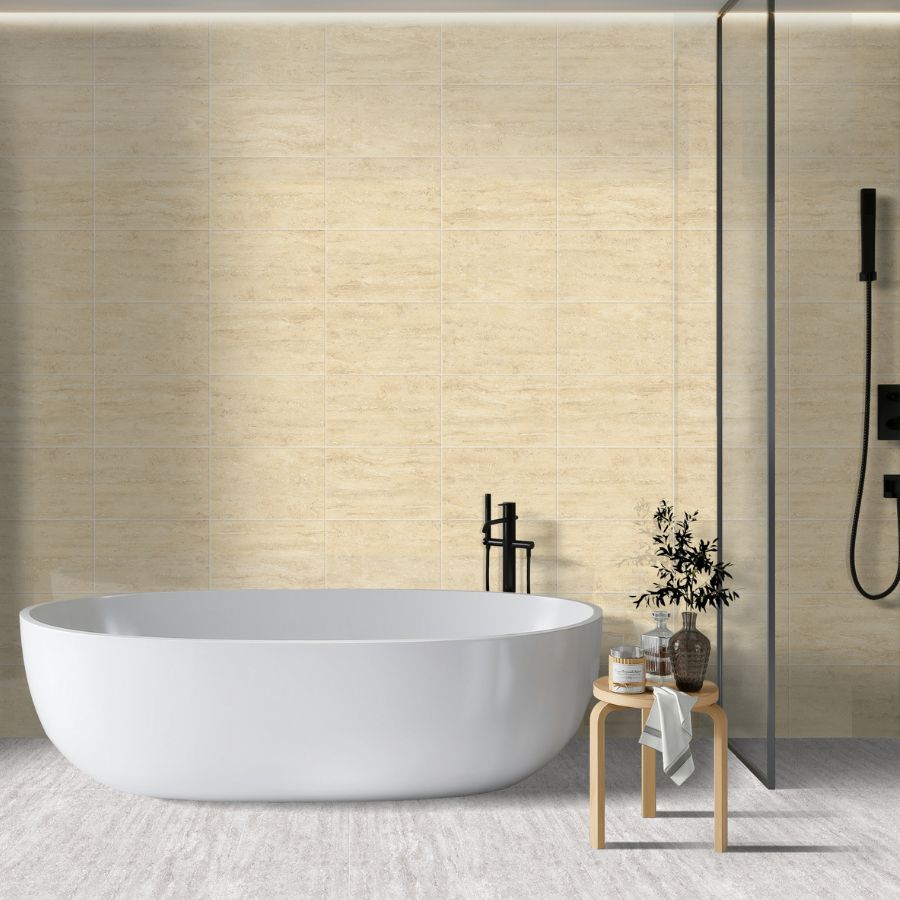 Carrelage Mural Toscana 25x40 | Beige Foncé MIX Brillant