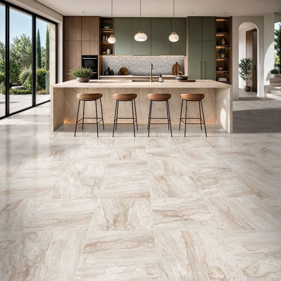 Pavimento Travertino 33,5x33,5 | Creme MIX Mate