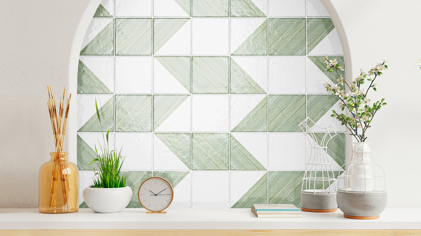 Azulejo Triangle Rustique M15x15x0,8 | Desenho 08 Brilhante