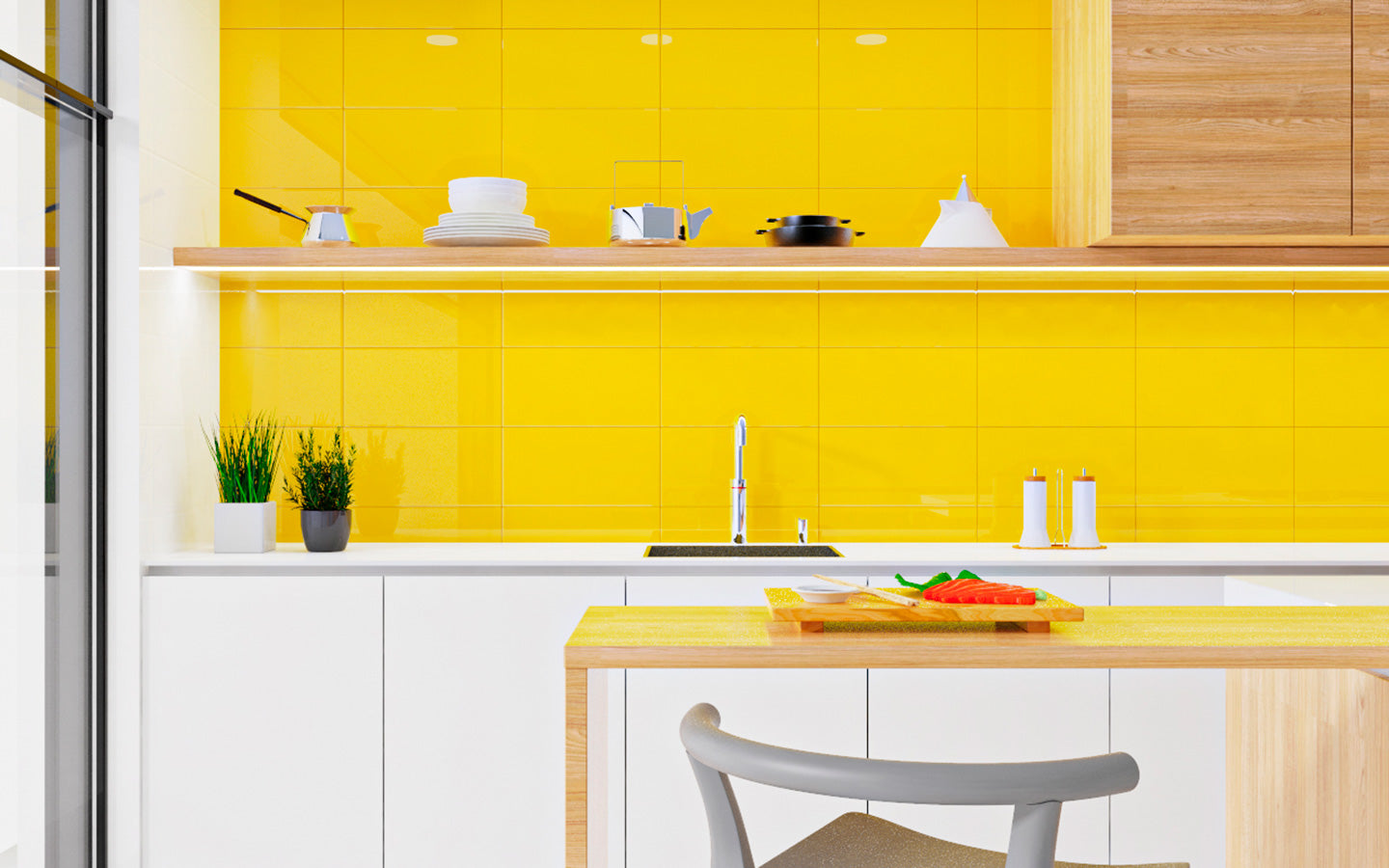 Azulejos em cerâmica da Certeca - coleção Unicolor 25x40 Amarelo