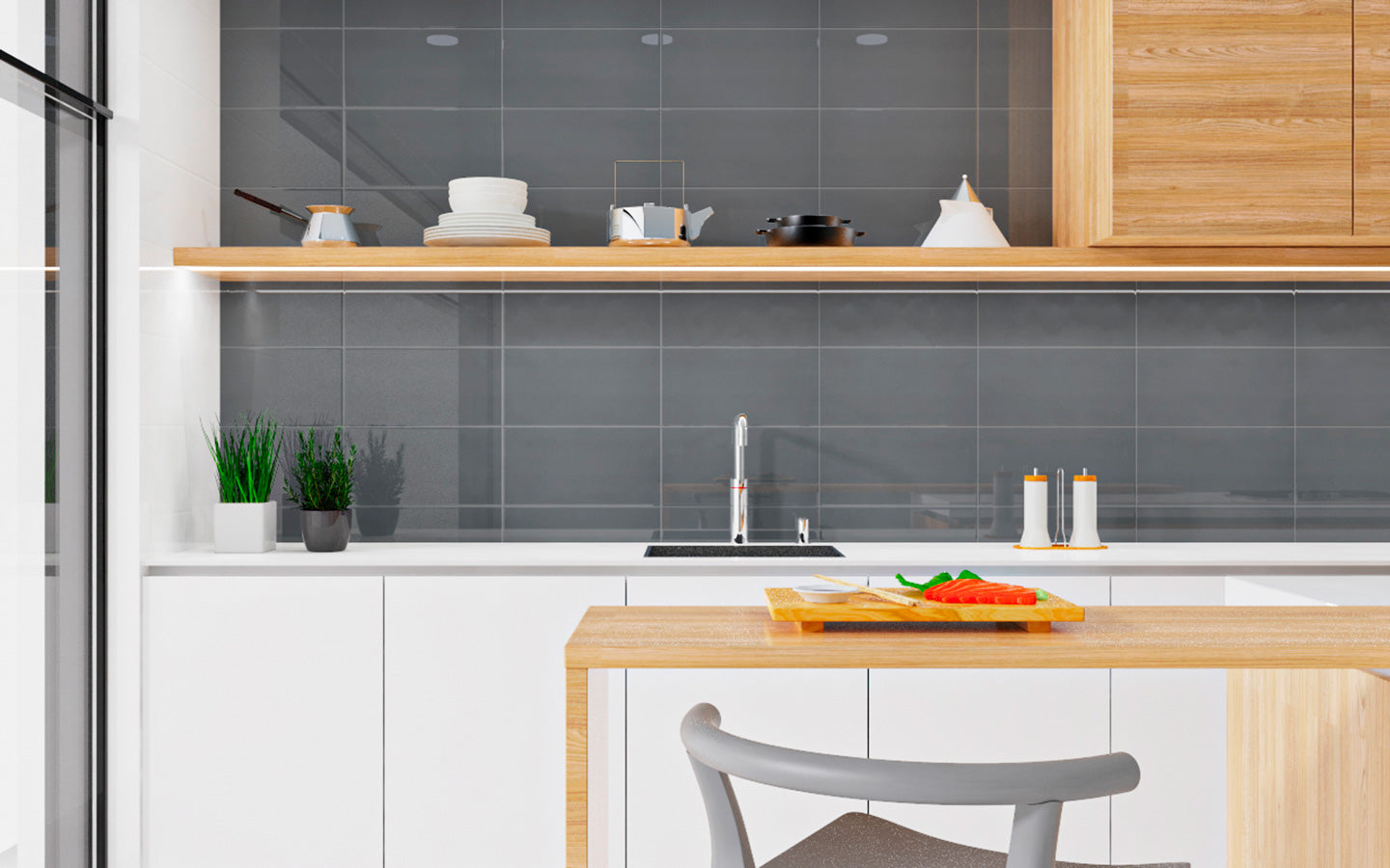 Unicolor Wall Tile 20x40 | Anthracite Glossy