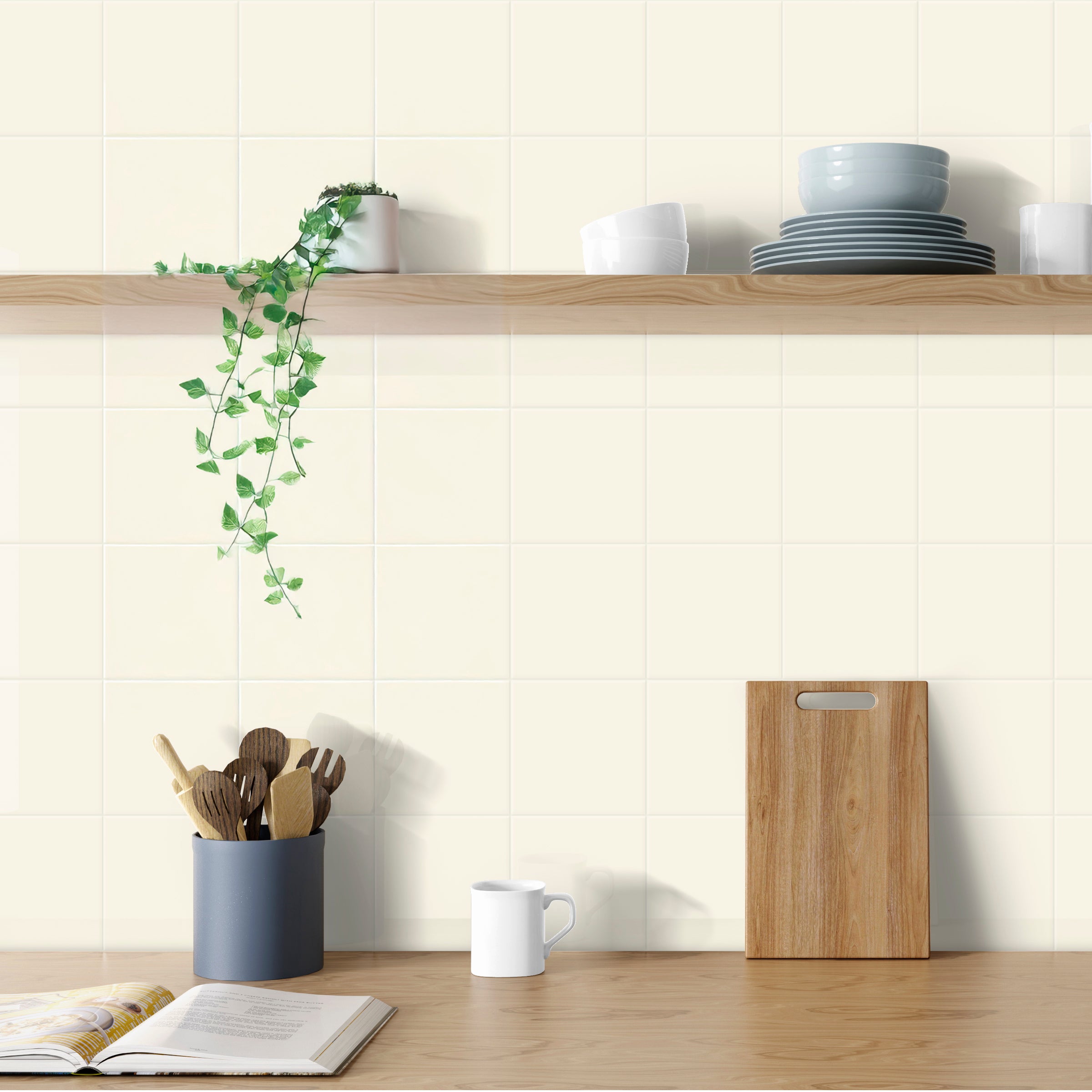 Carrelage Mural Lisse 15x15 | Beige 050 Brillant