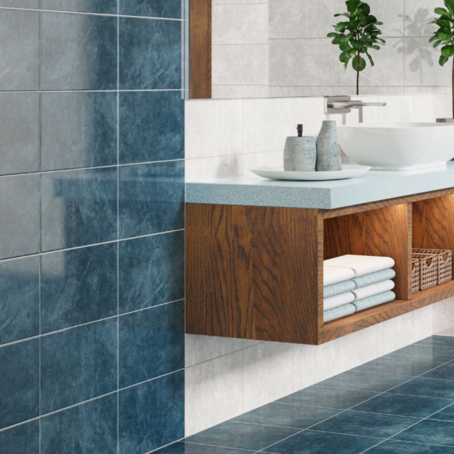 Génova Wall Tile 25x40 | Blue MIX Glossy