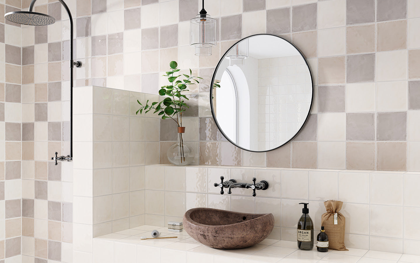 Rustic Wall Tile M15x15 | Beige 550 Glossy