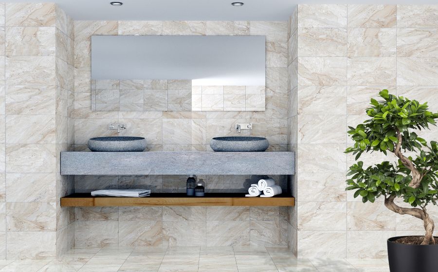 Carrelage Mural Travertino 20x40 | Sable MIX Brillant