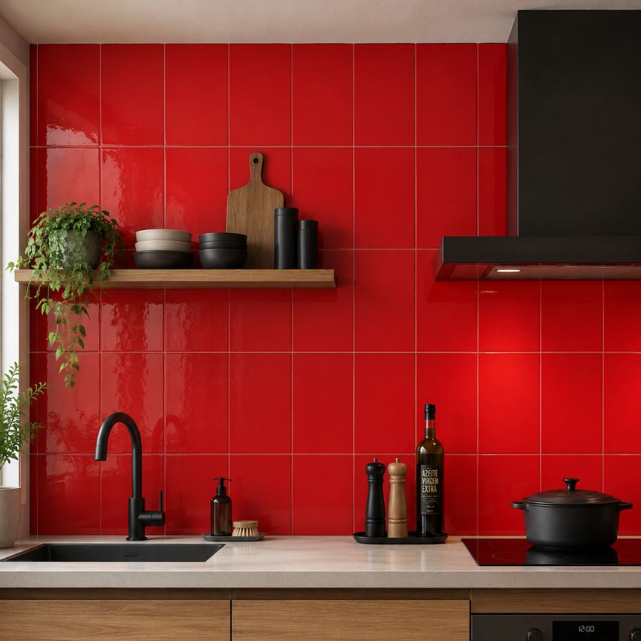 Azulejo Unicolor 20x40 | Vermelho Brilhante