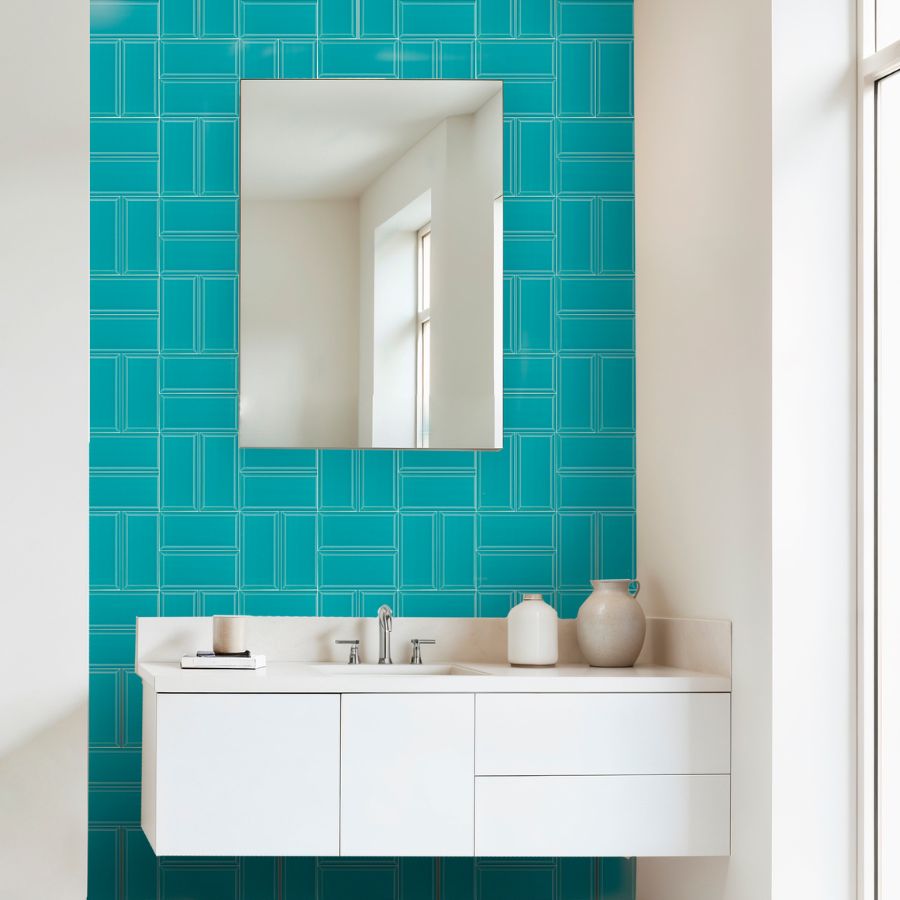 Carrelage Mural Biseauté 7,5x15 | Bleu Verdâtre 1750 Brillant