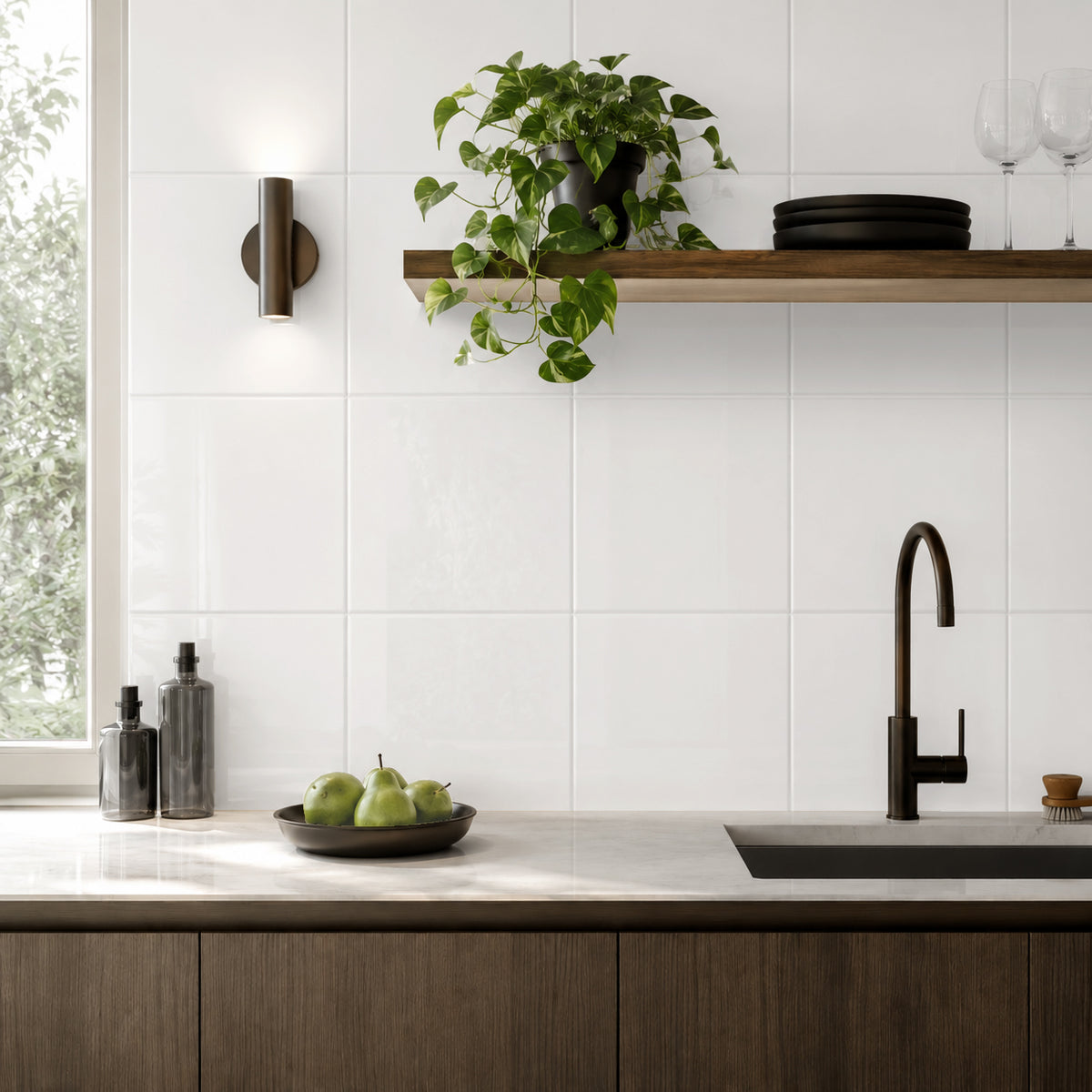 Plain Wall Tile 20x20 | Grey 090 Glossy