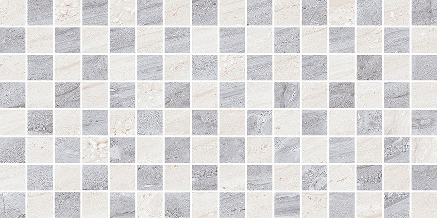Travertino Wall Tile 20x40 | Grey Decor 2 MIX Glossy