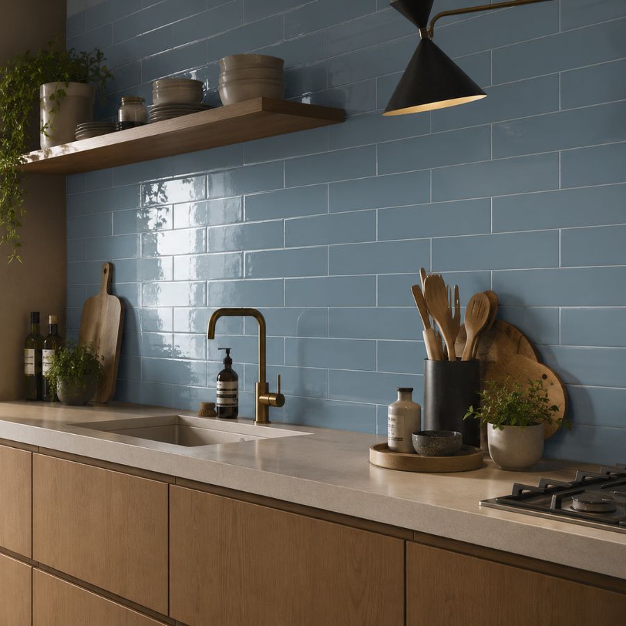 Azulejo Liso M10x40 | Azul Oceano 3330 Brilhante