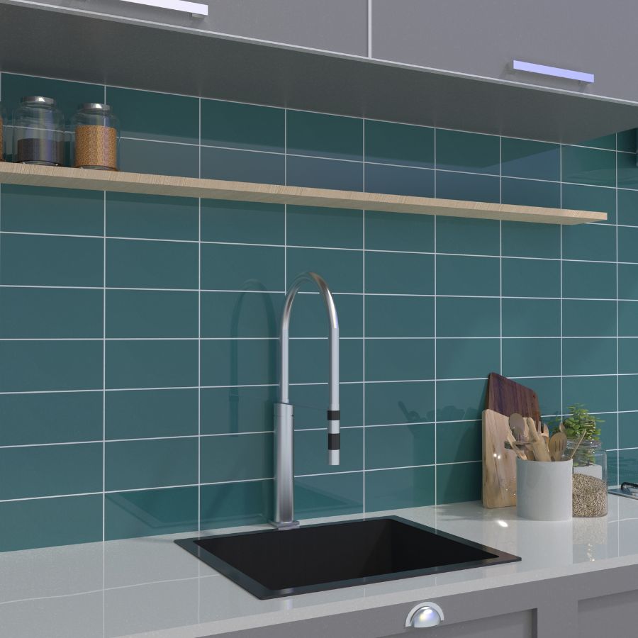 Plain Wall Tile 7,5x15 | Green 800 Glossy