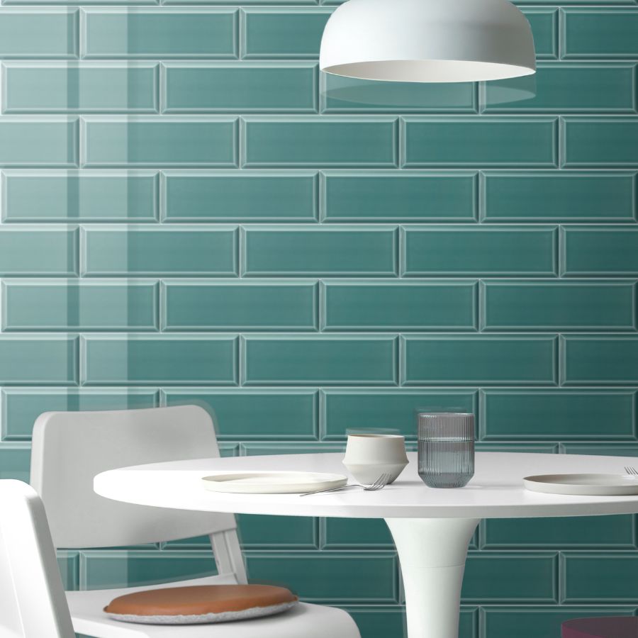 Carrelage Mural Biseauté M10x30 | Vert 800 Brillant