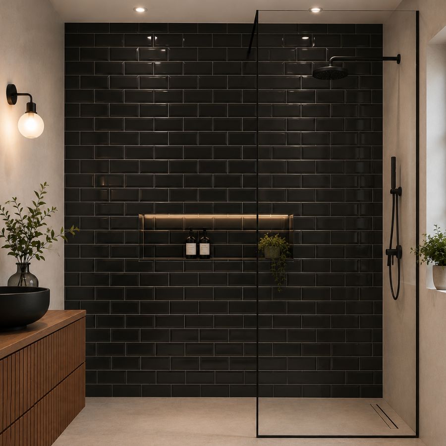 Azulejo Biselado M10x20 | Preto 150 Brilhante