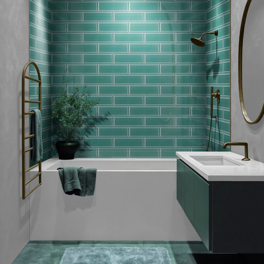 Azulejo Biselado M10x30 | Verde 800 Brilhante