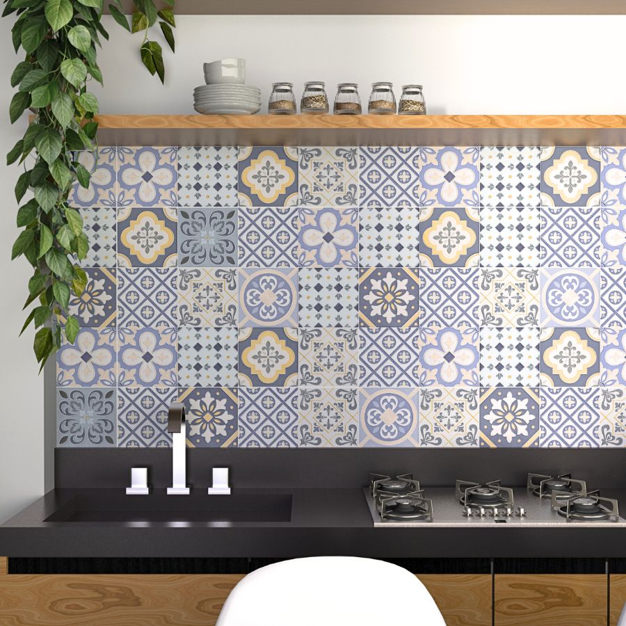 Carrelage Mural Elvas 15x15 | Dessin MIX Brillant sur Mat