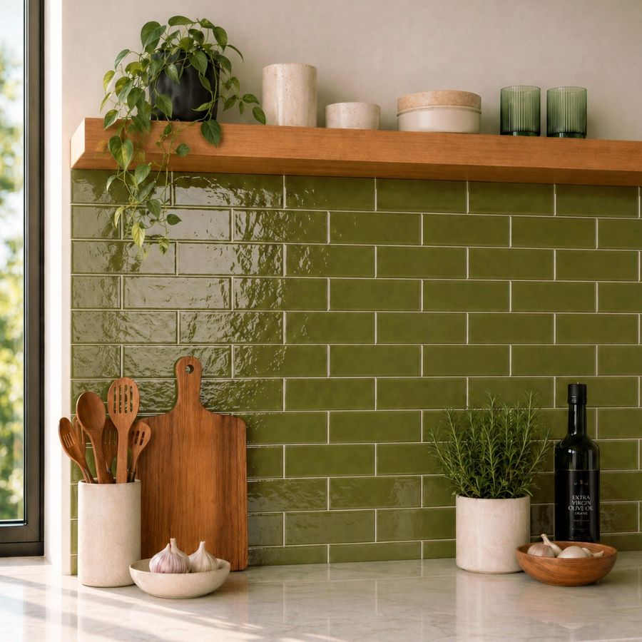 Emotion Wall Tile M10x30 | Green 870 Glossy