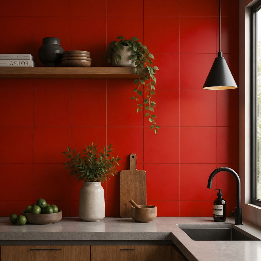 Plain Wall Tile 20x20 | Red 181 Matt