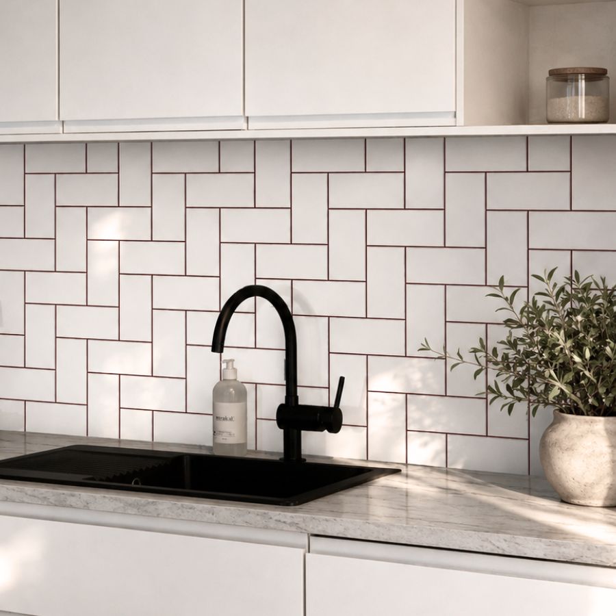 Plain Wall Tile 7,5x15 | White 001 Matt