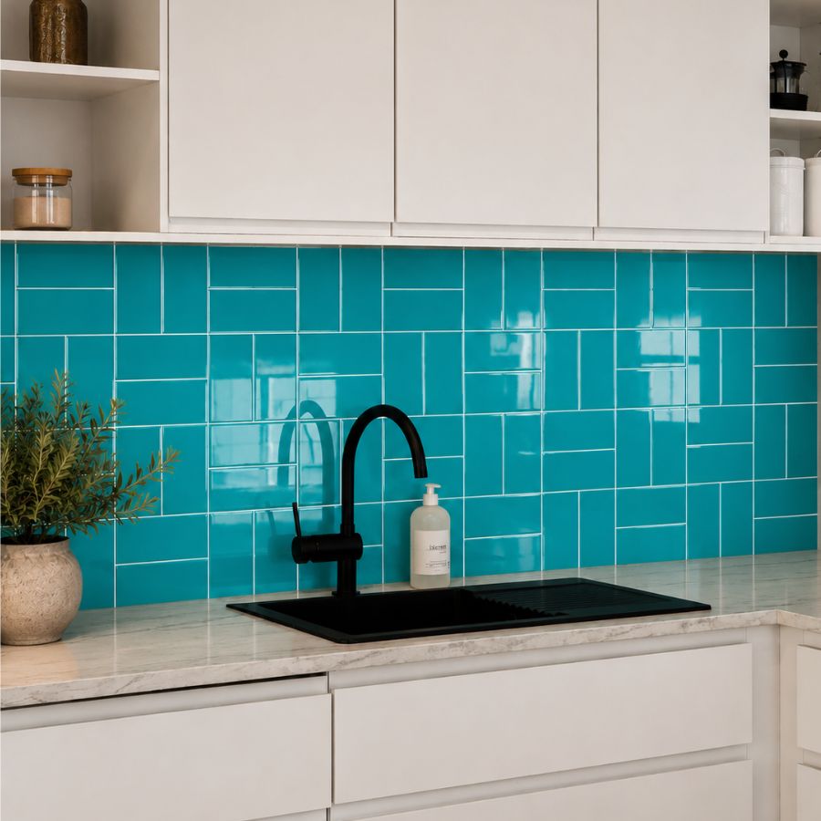 Plain Wall Tile 7,5x15 | Blue Greenish 1750 Glossy