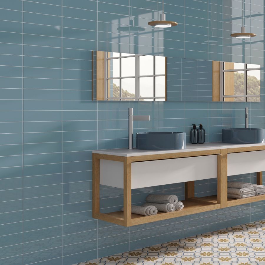 Plain Wall Tile M7,5x30 | Blue 3331 Matt