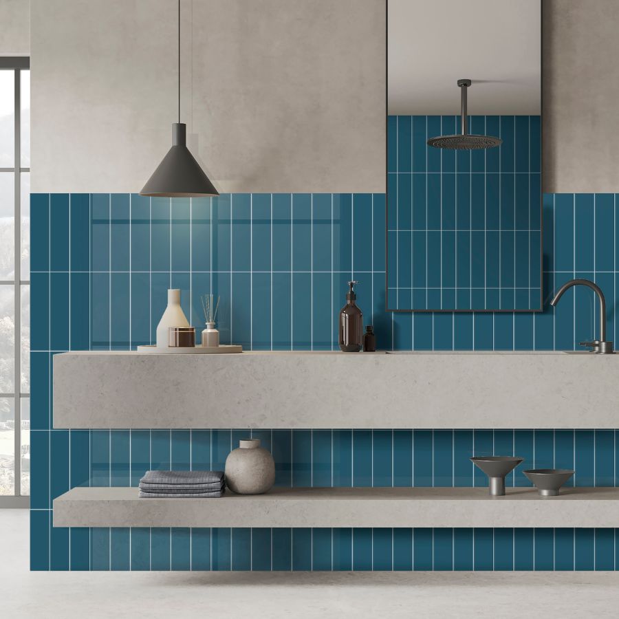 Carrelage Mural Lisse M7,5x30 | Bleu 3350 Brillant