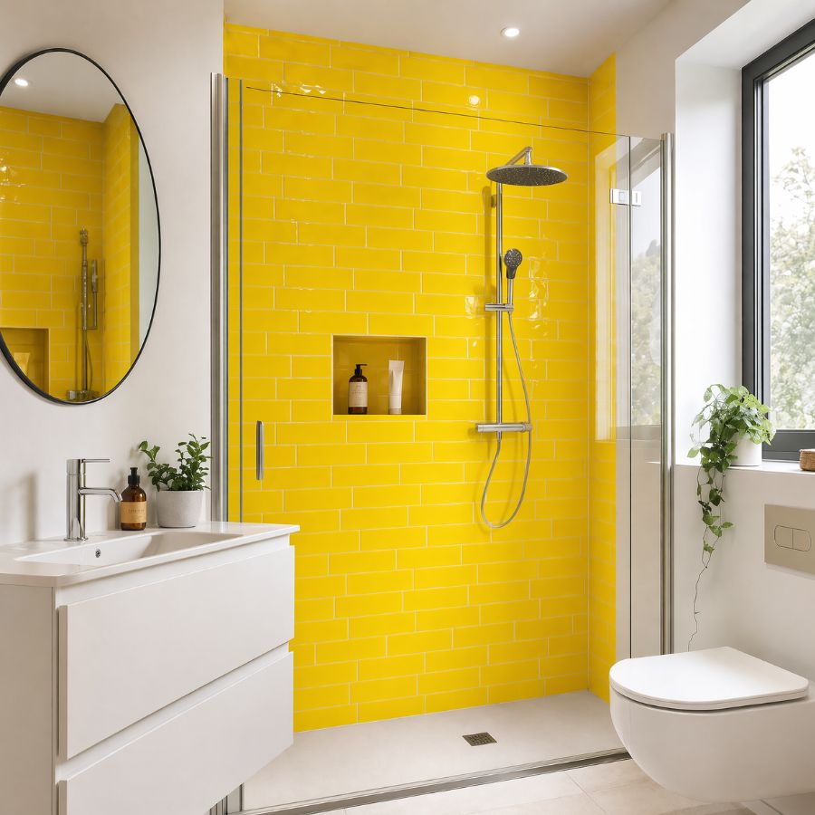 Plain Wall Tile M10x30 | Yellow 220 Glossy
