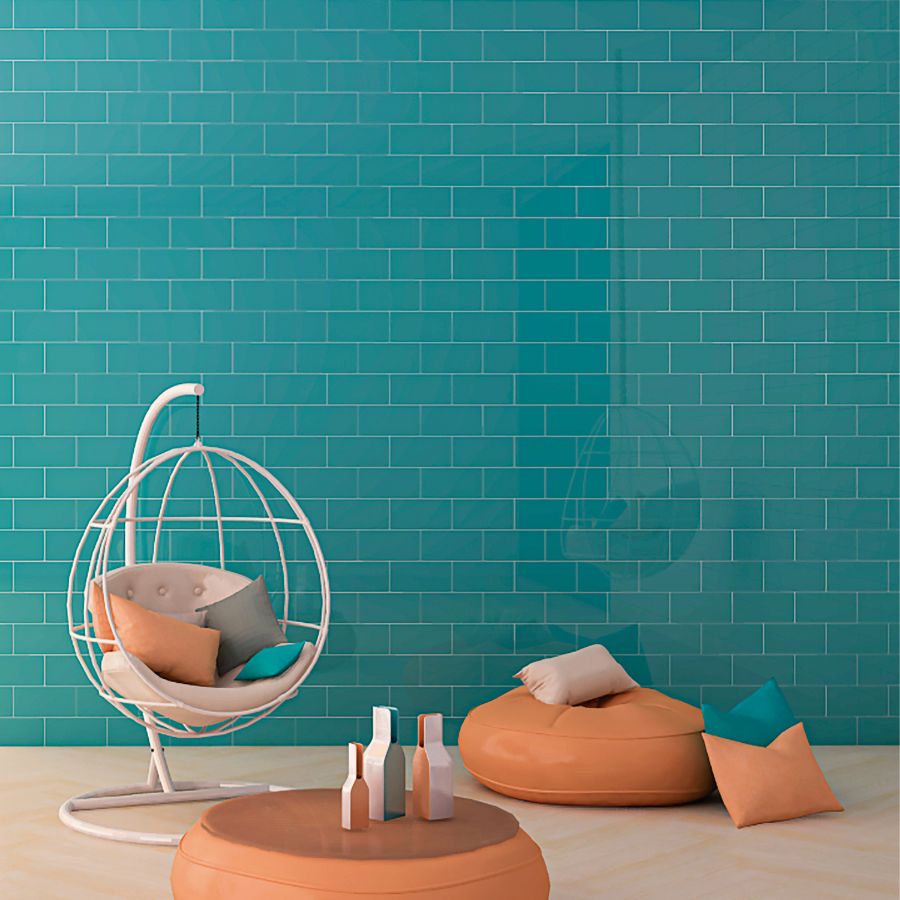 Plain Wall Tile M15x30 | Bluish-green 1750 Glossy